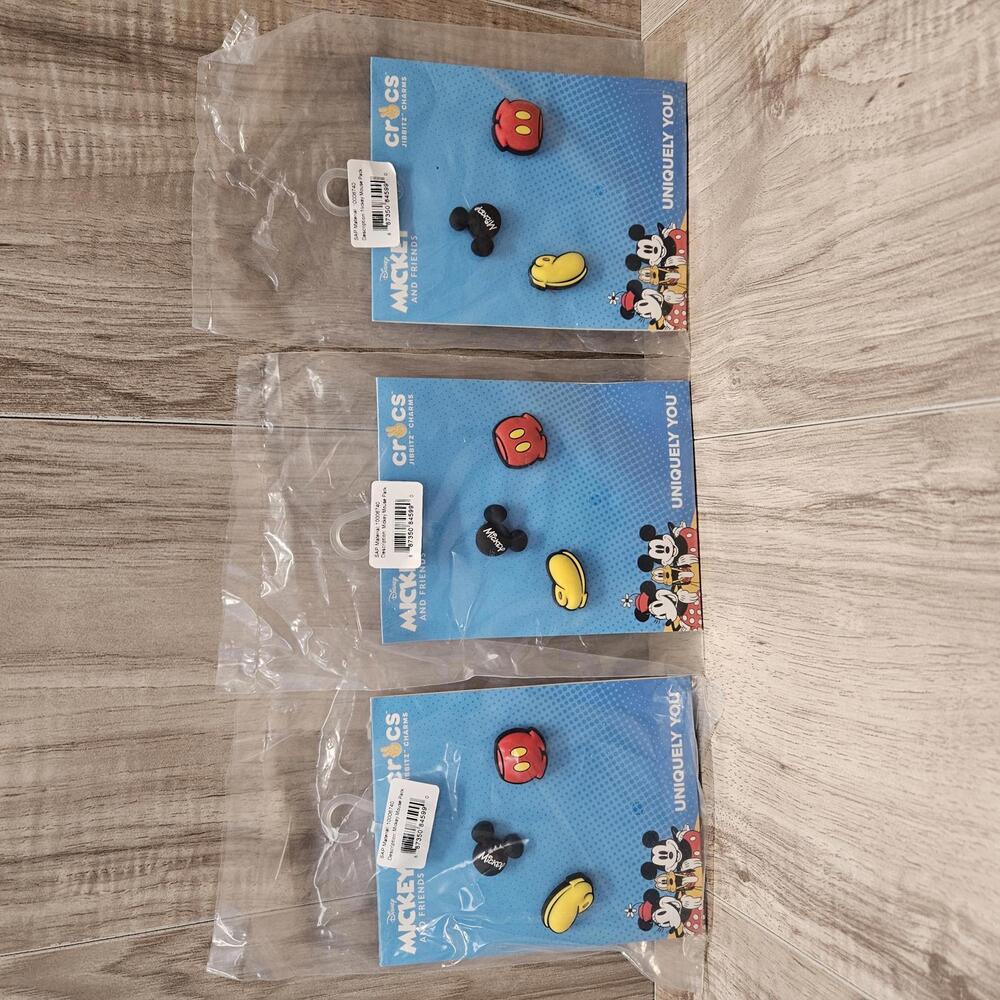 New Lot Of 3 Disney Mickey and Friends Crocs Jibbitz Charms - Mickey Mouse Pack